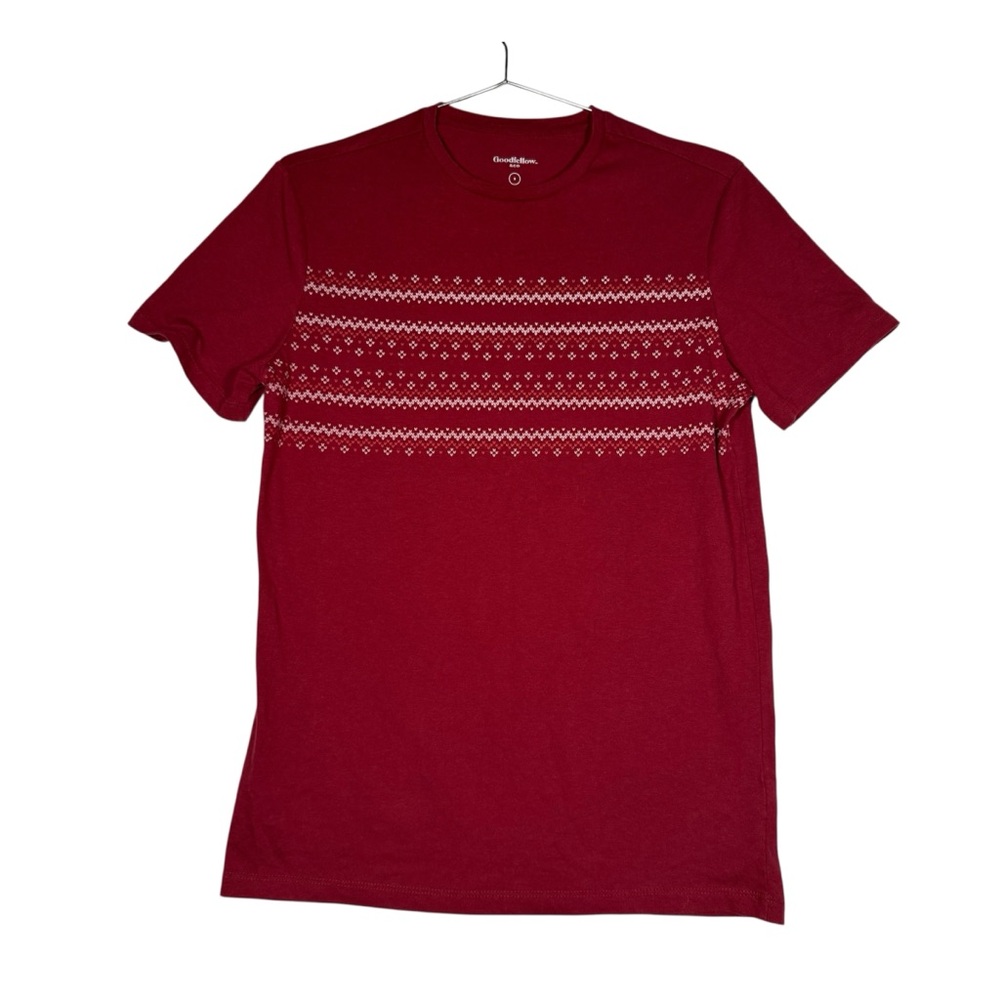 👕 Goodfellow & Co Maroon Patterned Tee – Size Small